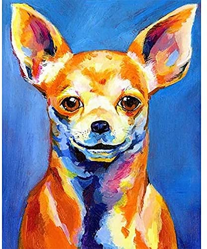 DIY Painting by Number Kits, Animal Series with Frame Canvas for Adults/Kids/Beginners, Dog Series 16×20 Inch Digital Drawing, Paintwork with Paint-Brushes for Wall Art Decor